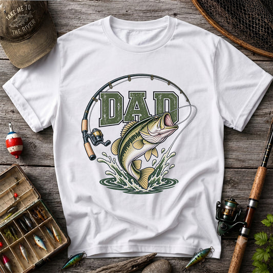 Dad Bass Fishing Rod and Reel Graphic T-Shirt