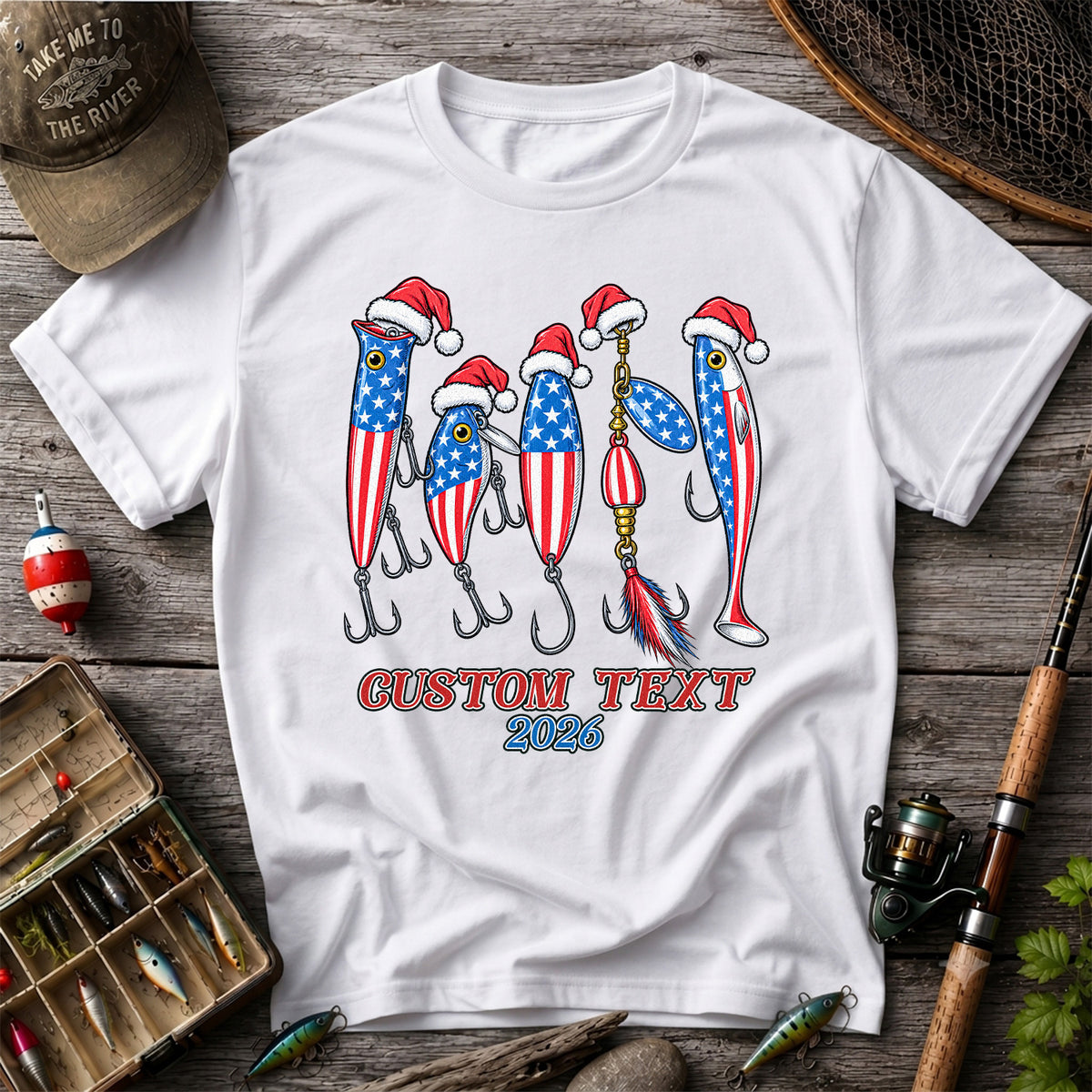 Personalized Patriotic Christmas Fishing Lures T-Shirt