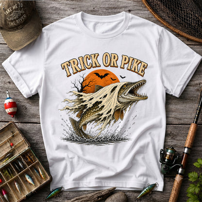 Trick or Pike Halloween Fishing T-Shirt, Vintage Trout Angler Tee