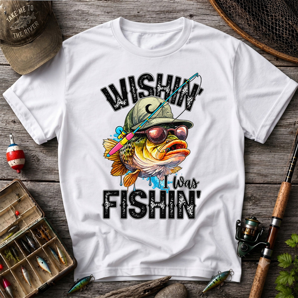Wishin' I Was Fishin' Funny Sunfish Graphic T-Shirt