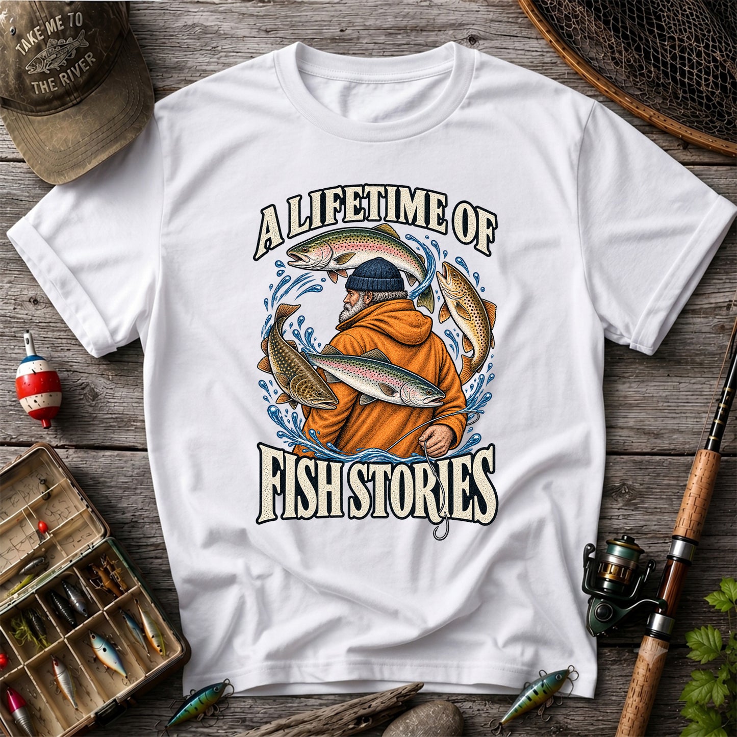 A Lifetime of Fish Stories Angler and Trout Fishing Graphic T-Shirt
