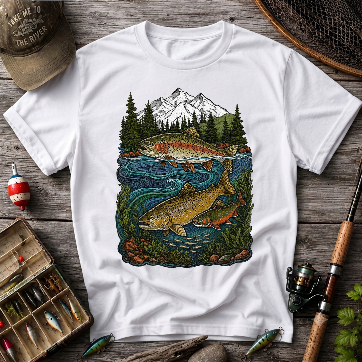 Trout Fishing T-Shirt  Mountain River Fishing Tee