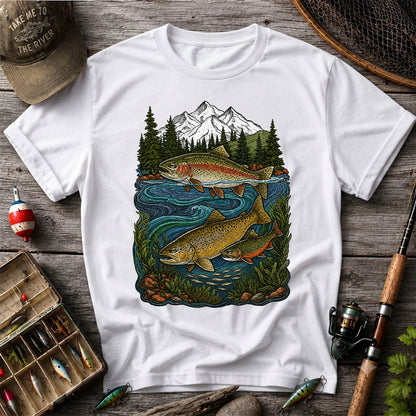 Trout Fishing T-Shirt  Mountain River Fishing Tee