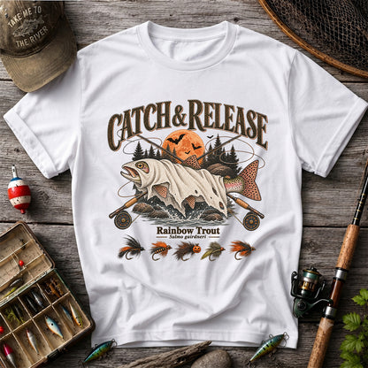 Catch & Release Rainbow Trout Halloween Fly Fishing T-Shirt