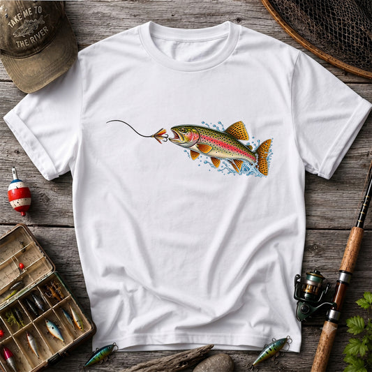 Rainbow Trout Chasing a Fly Fishing Graphic T-Shirt