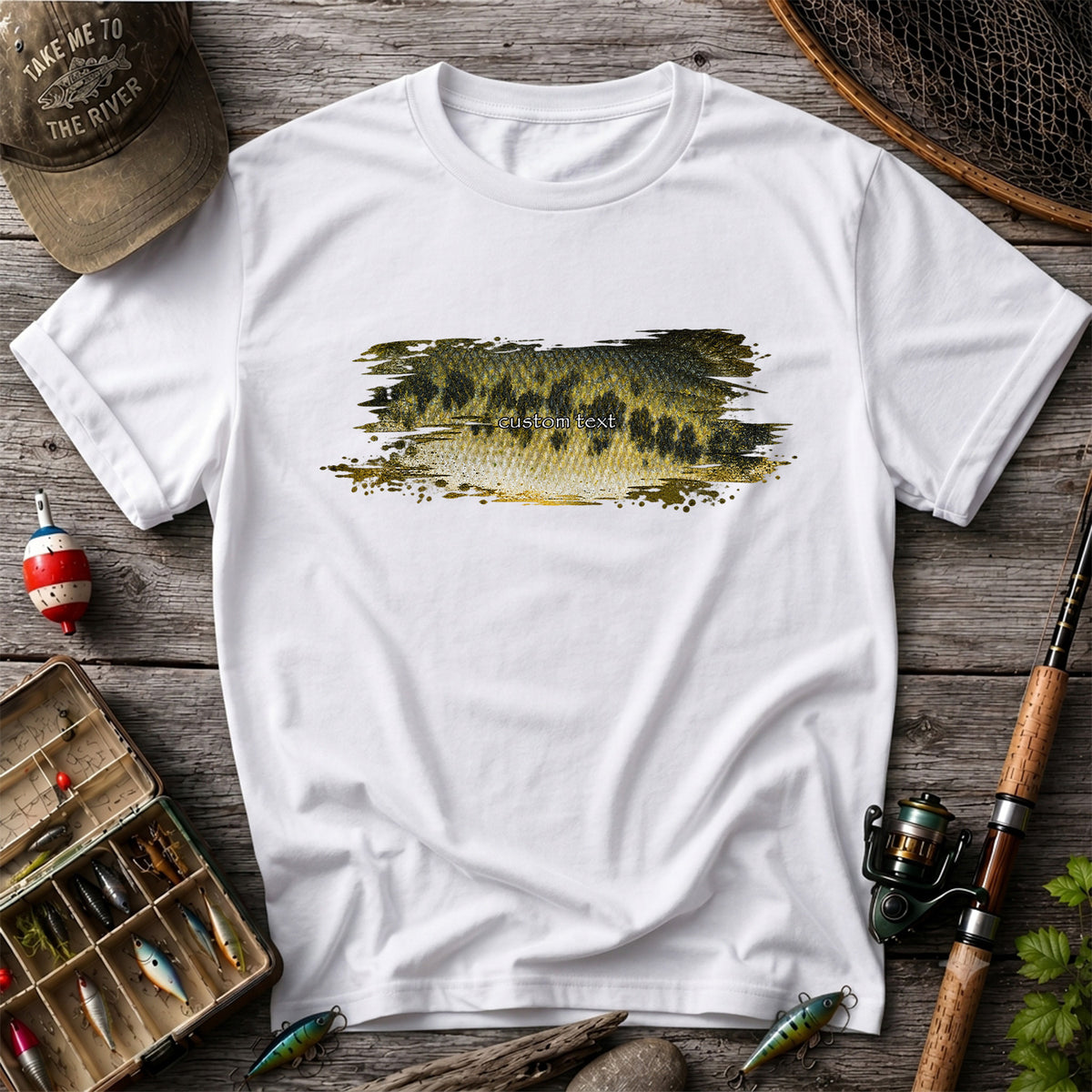 Custom Text Bass Fishing Graphic T-Shirt