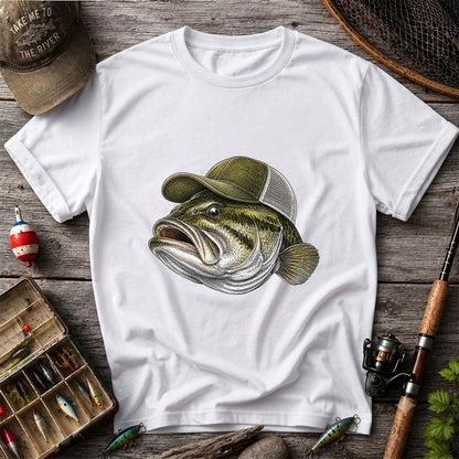 Bass Wearing Trucker Hat Fishing Graphic T-Shirt