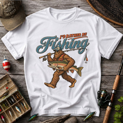I'd Rather Be Fishing Bigfoot Trout Graphic T-Shirt