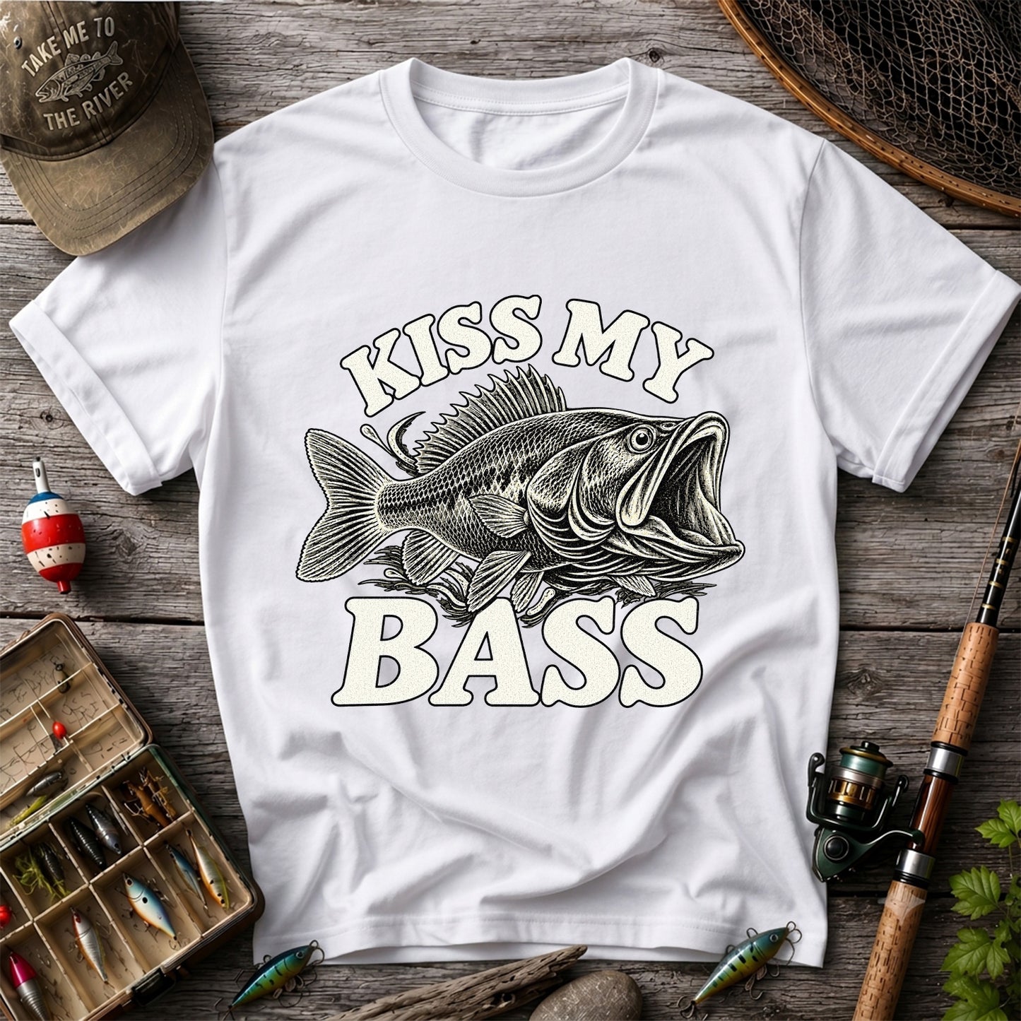 Kiss My Bass Vintage Fish Funny Fishing T-Shirt