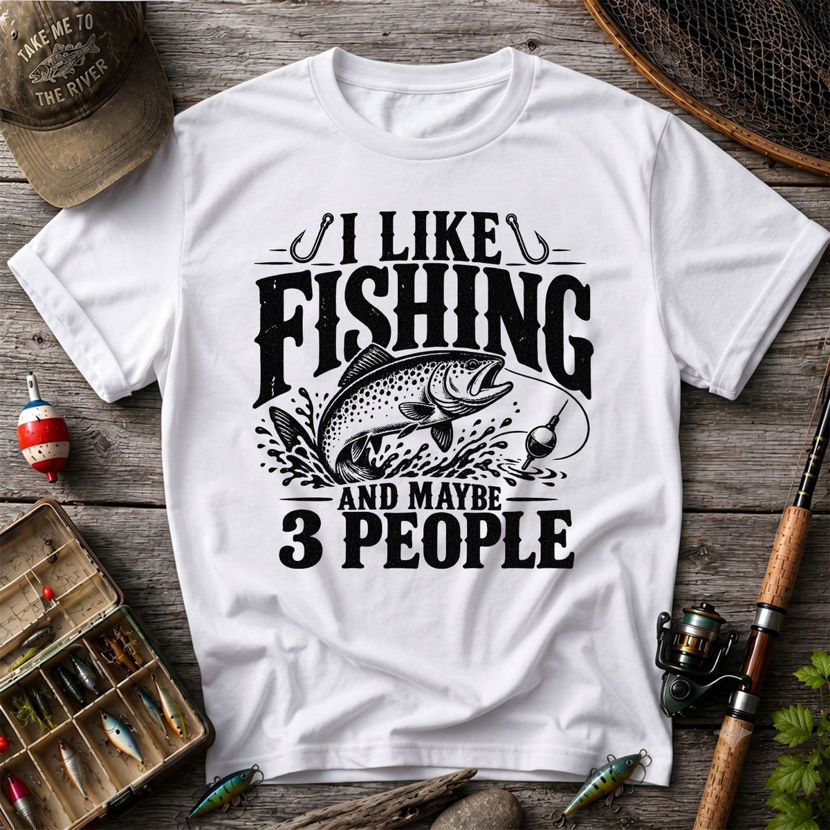 Funny Trout Fishing Three People Graphic T-Shirt