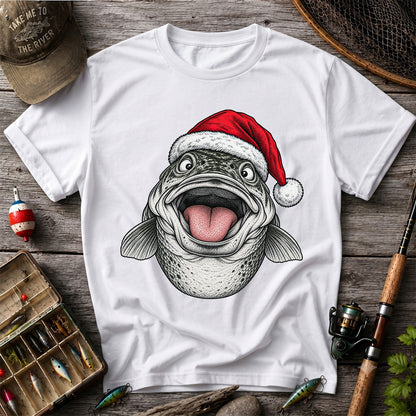 Funny Santa Hat Trout Christmas Fishing Graphic T-Shirt