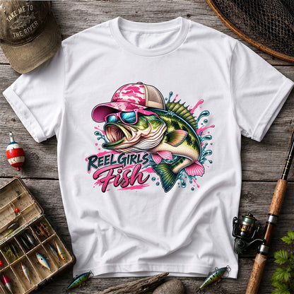 Reel Girls Fish Pink Largemouth Bass Fishing T-Shirt