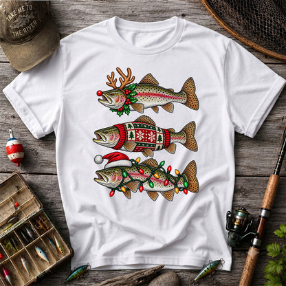 Christmas Trout Antlers Sweater and Lights Fishing T-Shirt