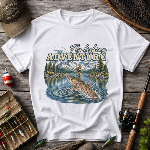 Fly Fishing Adventure Trout Mountain Lake Graphic T-Shirt