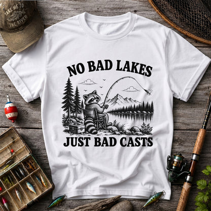No Bad Lakes Just Bad Casts Raccoon Fishing T-Shirt