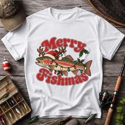 Merry Fishmas Reindeer Rainbow Trout Christmas Fishing T-Shirt
