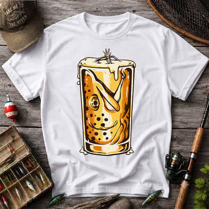 Vintage Trout in a Beer Glass Fishing Graphic T-Shirt