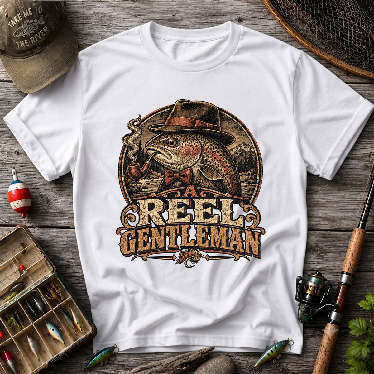 A Reel Gentleman Trout Fishing Vintage Graphic T-Shirt