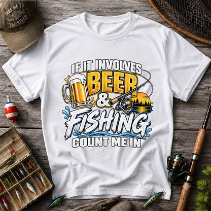 Beer and Fishing Funny Angler Graphic T-Shirt