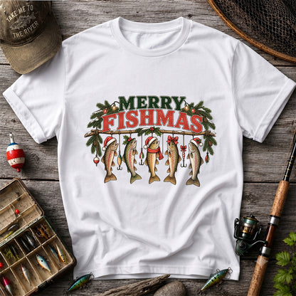 Merry Fishmas Five Christmas Trout Fishing Graphic T-Shirt