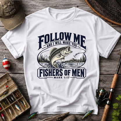 Follow Me Fishers of Men Christian Bass Fishing Graphic T-Shirt