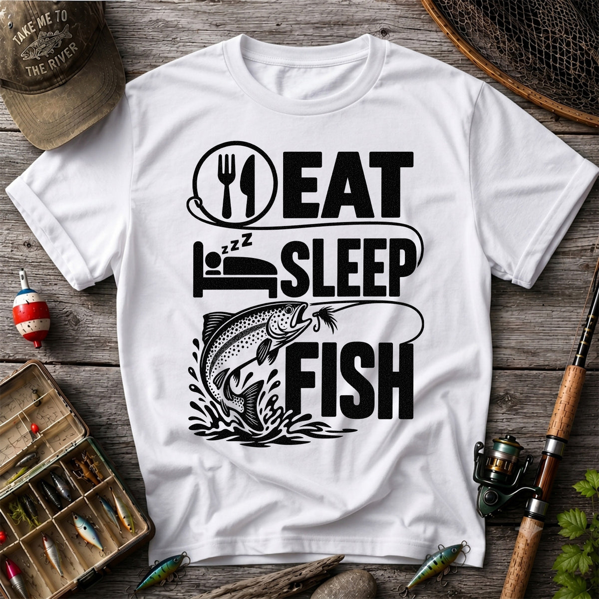 Eat Sleep Fish Trout Fly Fishing Graphic T-Shirt