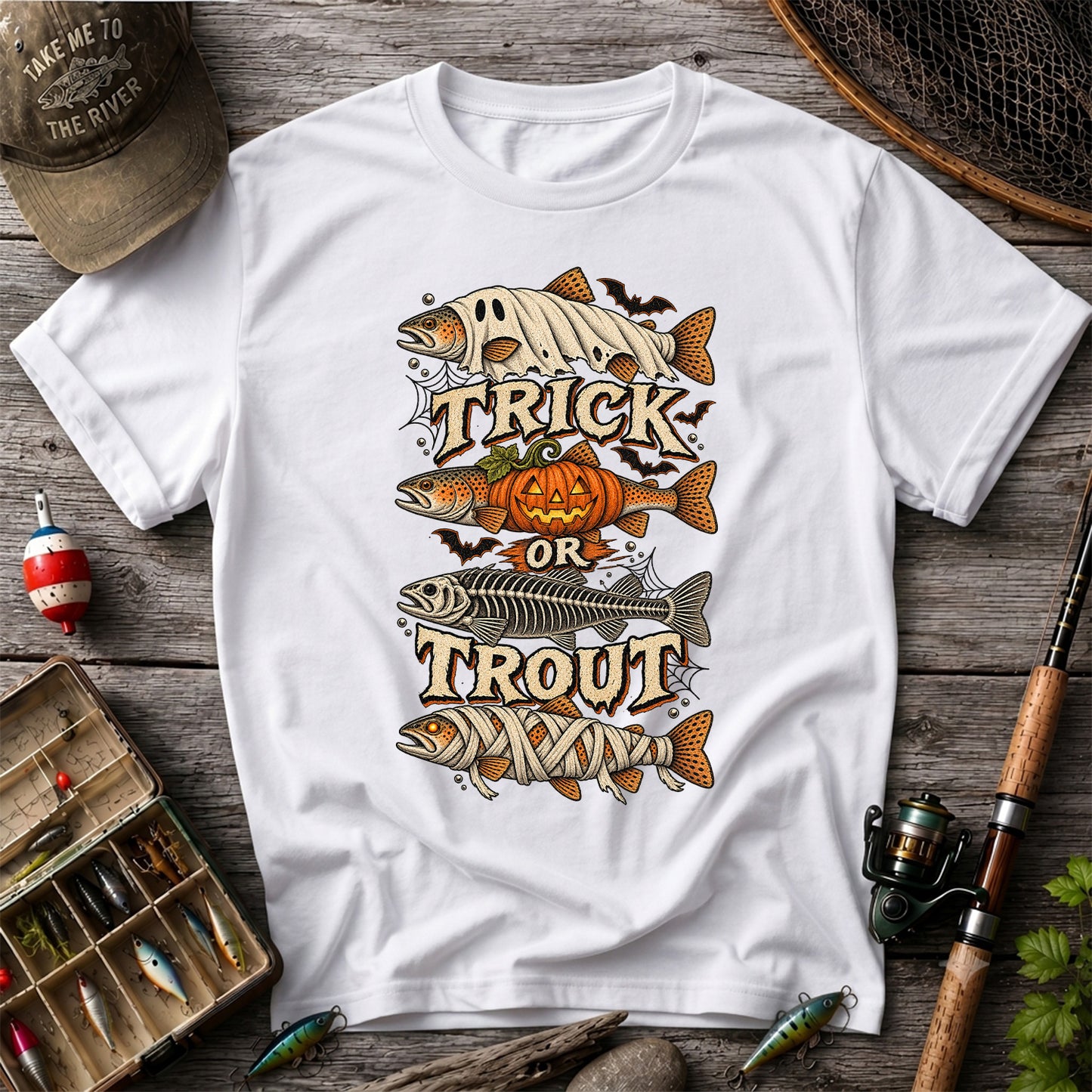 Trick or Trout Halloween Costume Fish Graphic T-Shirt