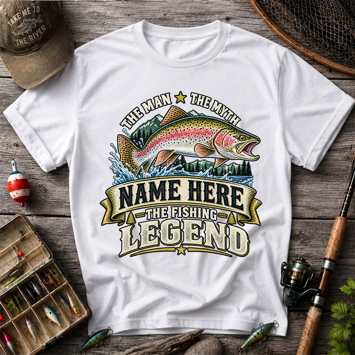 Personalized The Man The Myth The Fishing Legend Rainbow Trout T-Shirt
