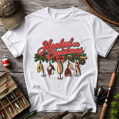 Hooked on Christmas Fishing Lure Ornaments Graphic T-Shirt