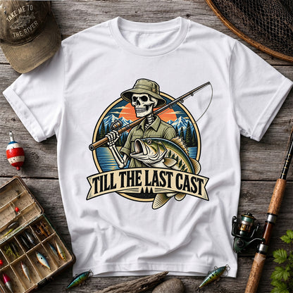 Till the Last Cast Skeleton Bass Fishing T-Shirt