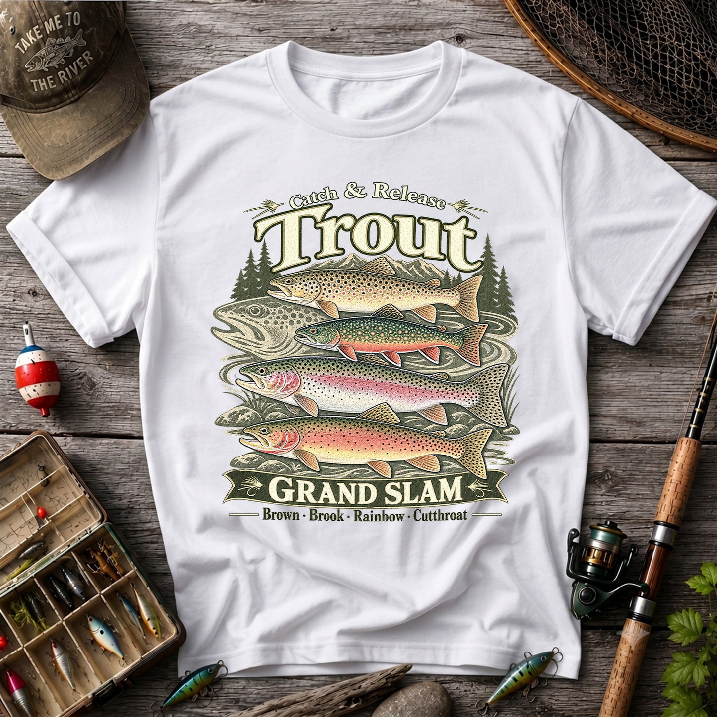 Catch and Release Trout Grand Slam Fishing Graphic T-Shirt