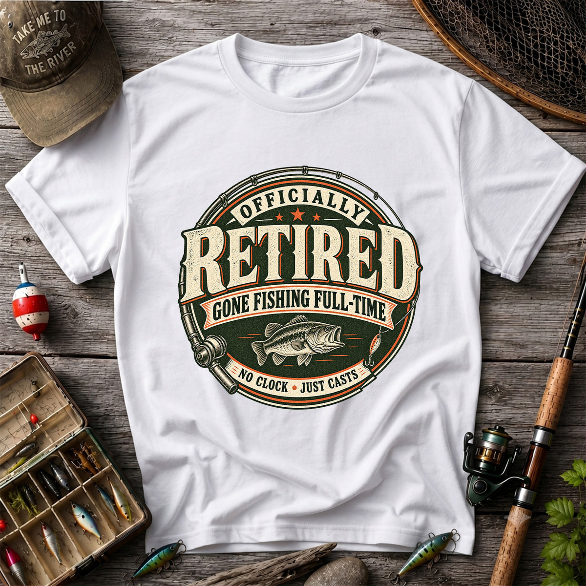 Officially Retired Gone Fishing Full-Time Bass Fishing T-Shirt