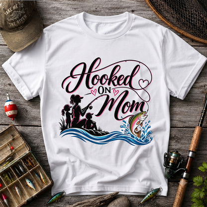 Hooked on Mom Rainbow Trout Family Fishing T-Shirt