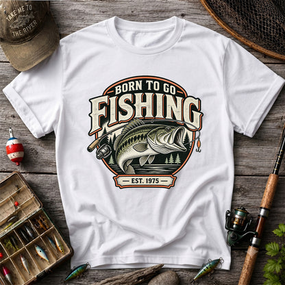 Born to Go Fishing Est. 1975 Vintage Bass Graphic T-Shirt