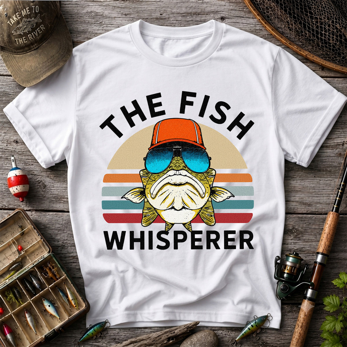 The Fish Whisperer Bass in Sunglasses Funny Fishing T-Shirt