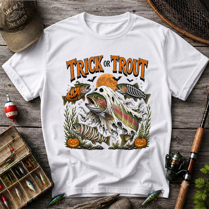 Trick or Trout Halloween T-Shirt Funny Trout Fishing Halloween Tee