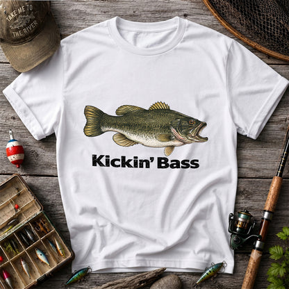 Kickin' Bass Largemouth Bass Funny Fishing Graphic T-Shirt