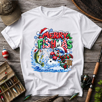Merry Fishmas Christmas Fishing Graphic T-Shirt