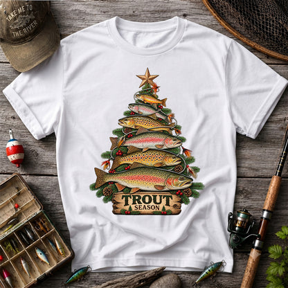 Trout Season Fish Christmas Tree Fishing T-Shirt