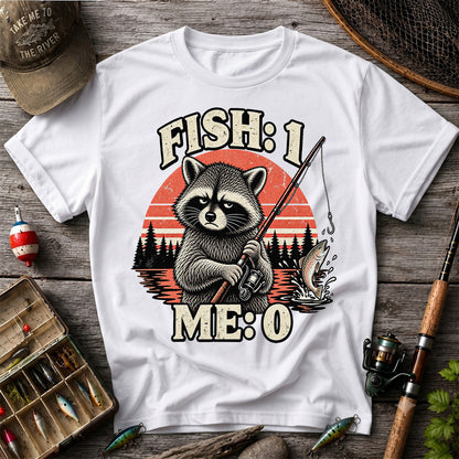 Fish: 1 Me: 0 Funny Raccoon Trout Fishing T-Shirt