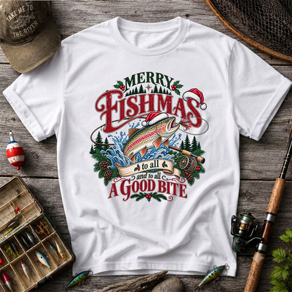 Merry Fishmas to All and to All a Good Bite Rainbow Trout T-Shirt