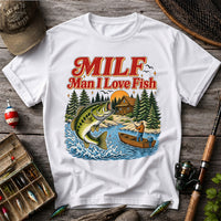 MILF Man I Love Fish Bass Lake Fishing Graphic T-Shirt