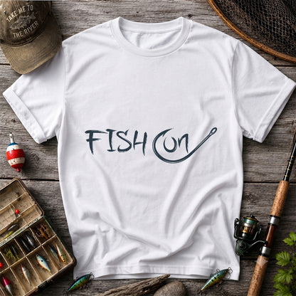 Fish On Fishing Hook Minimalist Graphic T-Shirt
