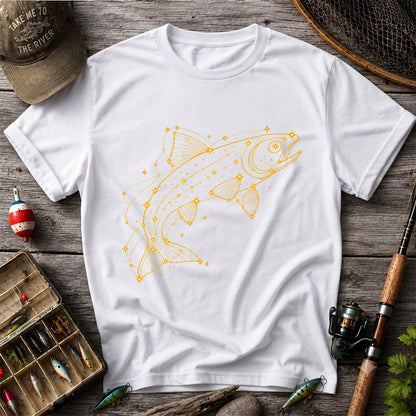 Celestial Trout Constellation Line Art Fishing Graphic T-Shirt