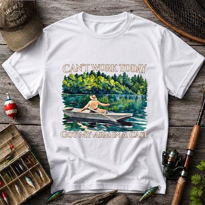 Can't Work Today Got My Arm in a Cast Fishing Boat T-Shirt