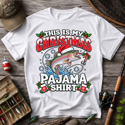 This Is My Christmas Pajama Shirt Rainbow Trout Fishing T-Shirt