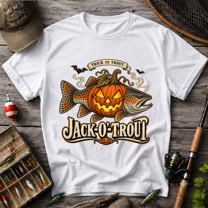 Jack-O'-Trout Trick or Trout Halloween Fishing T-Shirt