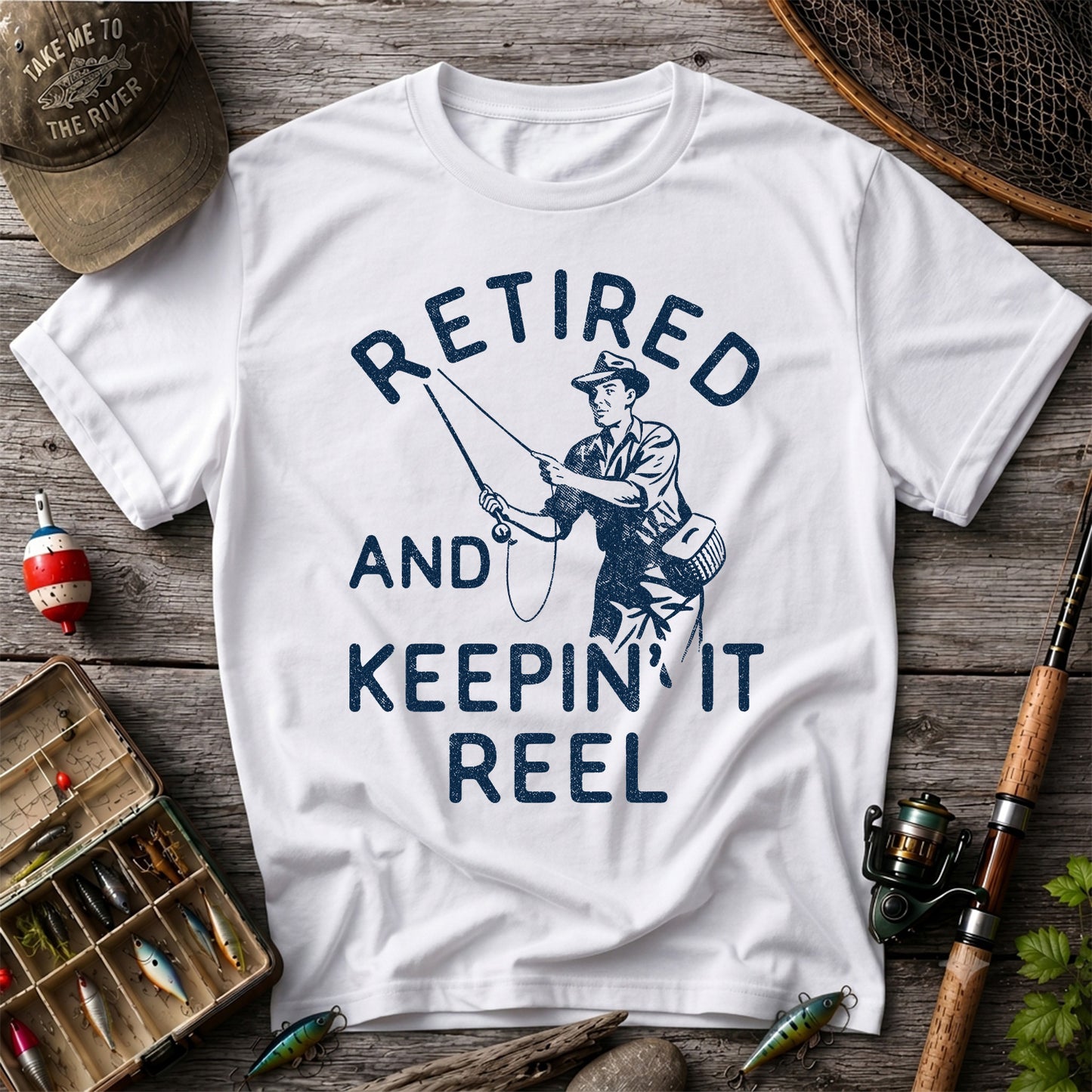 Retired And Keepin It Reel T-Shirt Fishing Retirement Gift for Fisherman