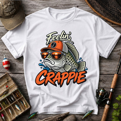 Feelin' Crappie Funny Fishing T-Shirt with Fish in Sunglasses