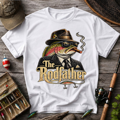 The Rodfather Rainbow Trout Gangster Funny Fishing T-Shirt